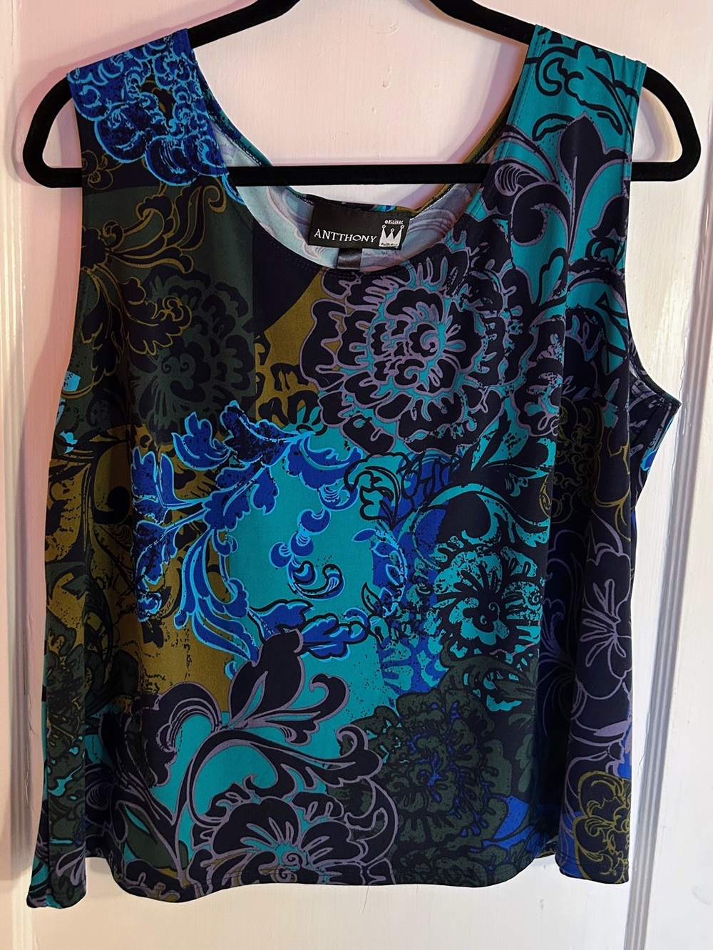 Anthony Originals  Teal and Blue Floral Tank Top
